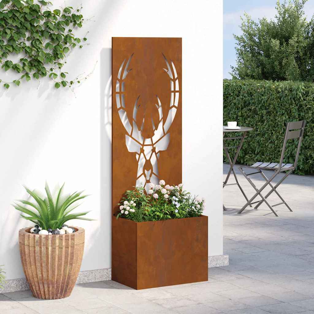 Vaso da Giardino con Pannello Decorativo Ruggine 50 x 140 cm