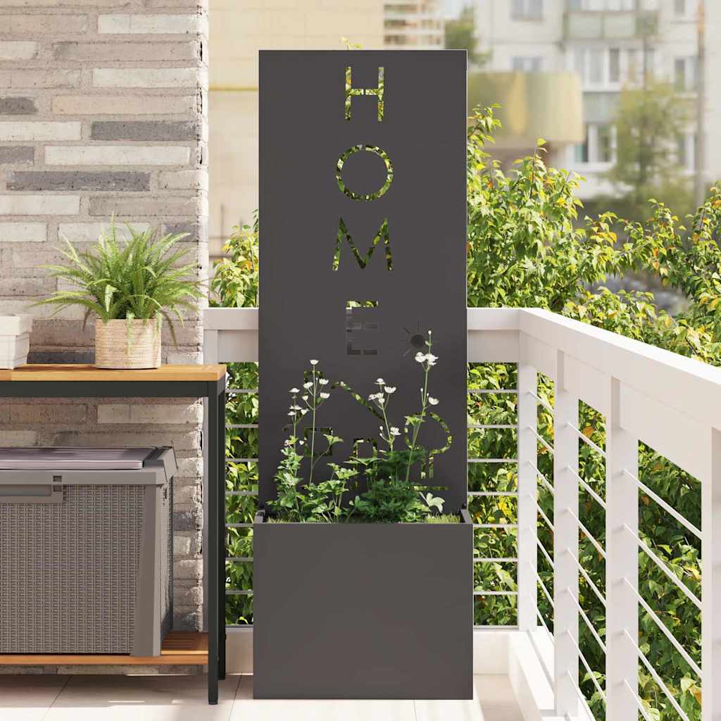 Vaso da Giardino con Pannello Decorativo Nero 50 x 140 cm