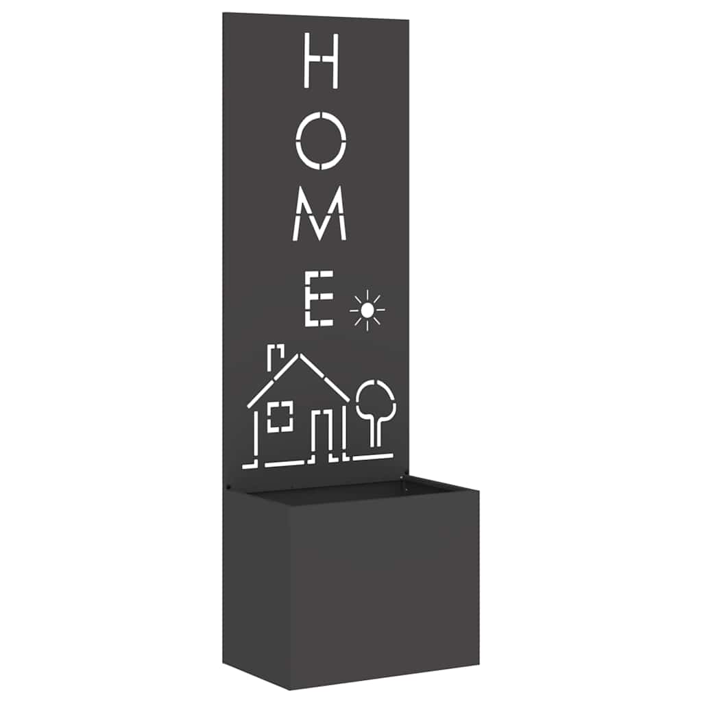 Vaso da Giardino con Pannello Decorativo Nero 50 x 140 cm