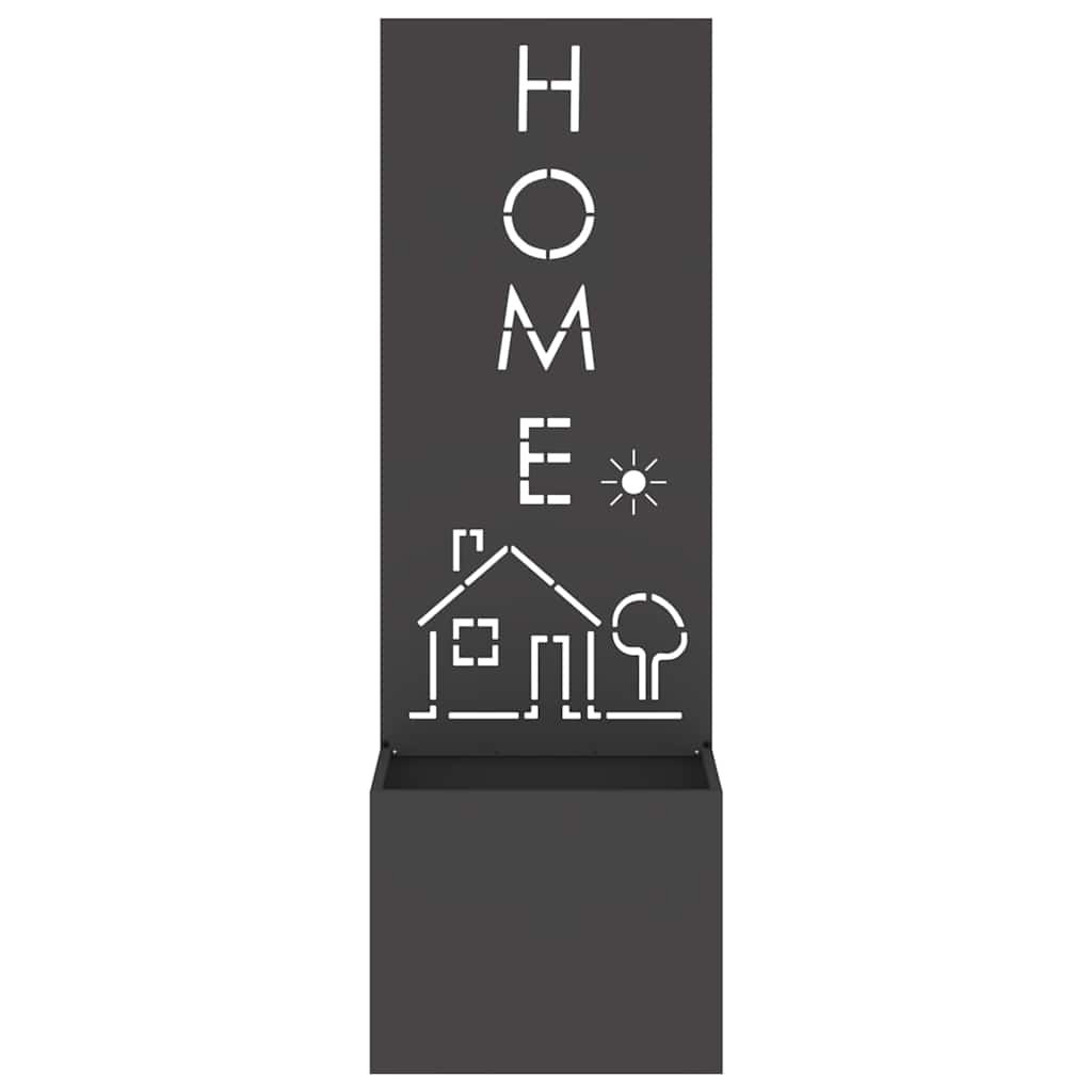 Vaso da Giardino con Pannello Decorativo Nero 50 x 140 cm