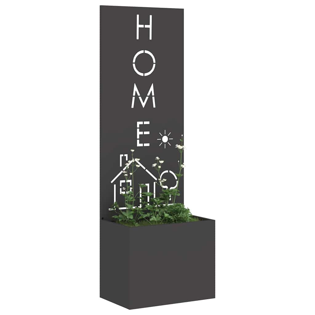 Vaso da Giardino con Pannello Decorativo Nero 50 x 140 cm