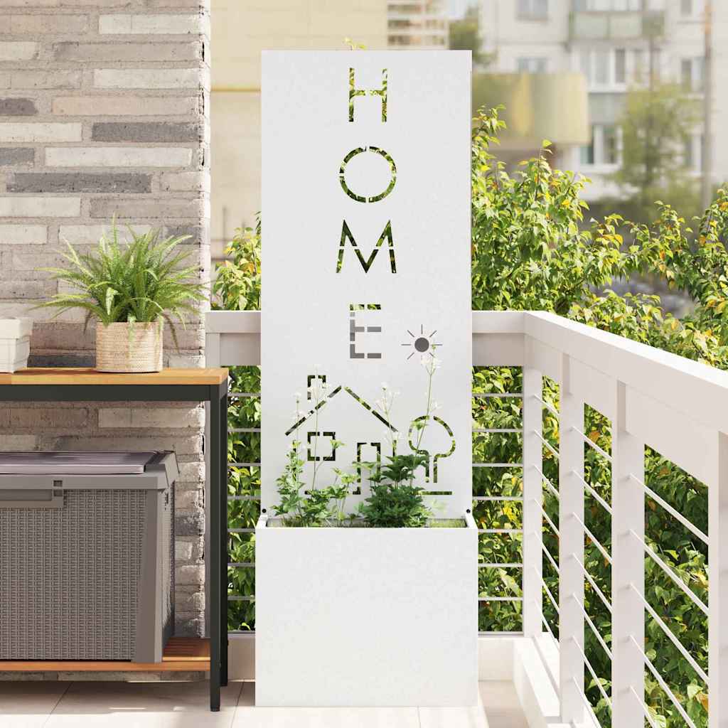 Vaso da Giardino con Pannello Decorativo Bianco 50 x 140 cm