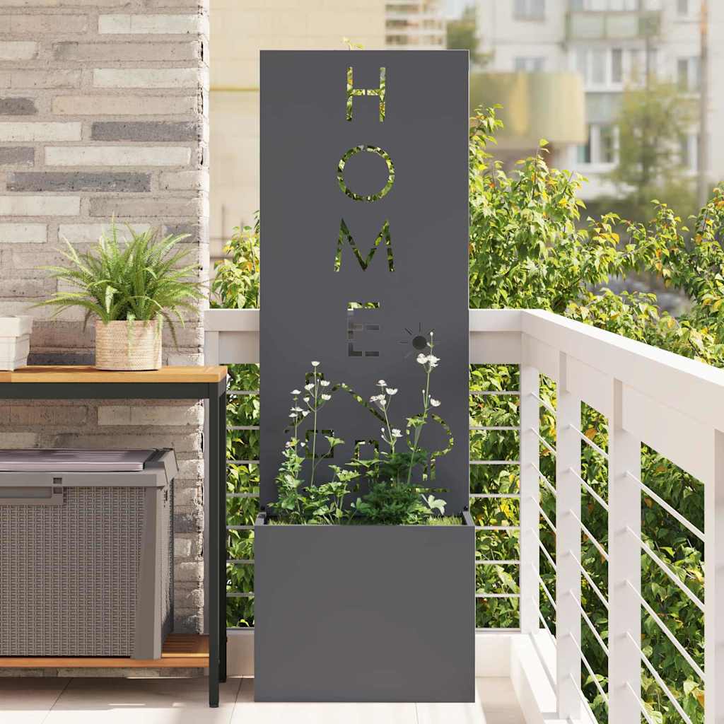 Vaso da Giardino con Pannello Decorativo Antracite 50 x 140 cm