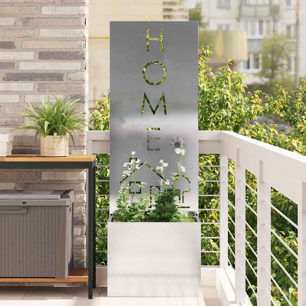 Vaso da Giardino con Pannello Decorativo Argento 50 x 140 cm
