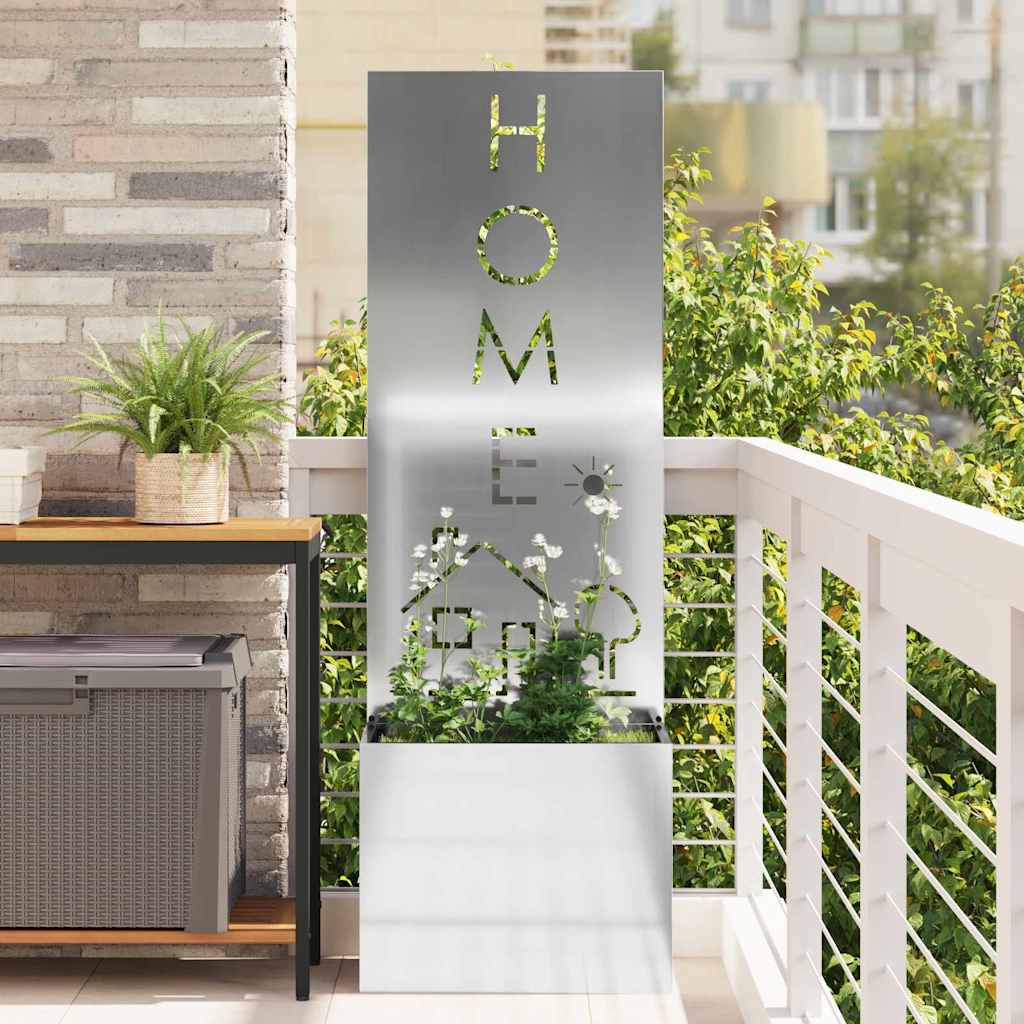 Vaso da Giardino con Pannello Decorativo Argento 50 x 140 cm