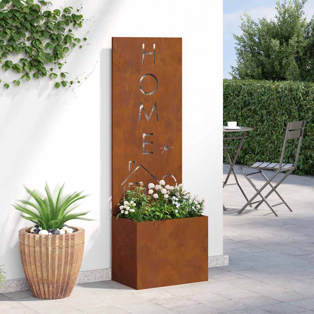 Vaso da Giardino con Pannello Decorativo Ruggine 50 x 140 cm