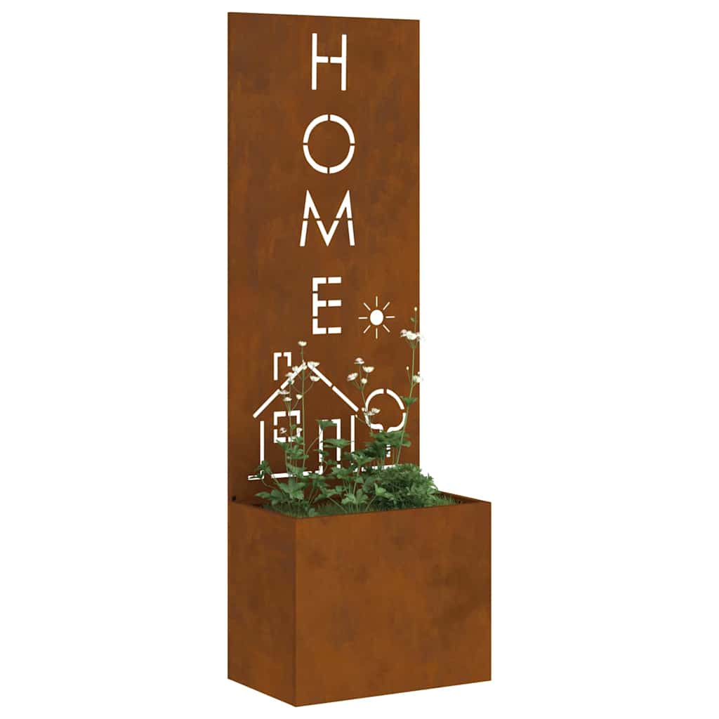 Vaso da Giardino con Pannello Decorativo Ruggine 50 x 140 cm