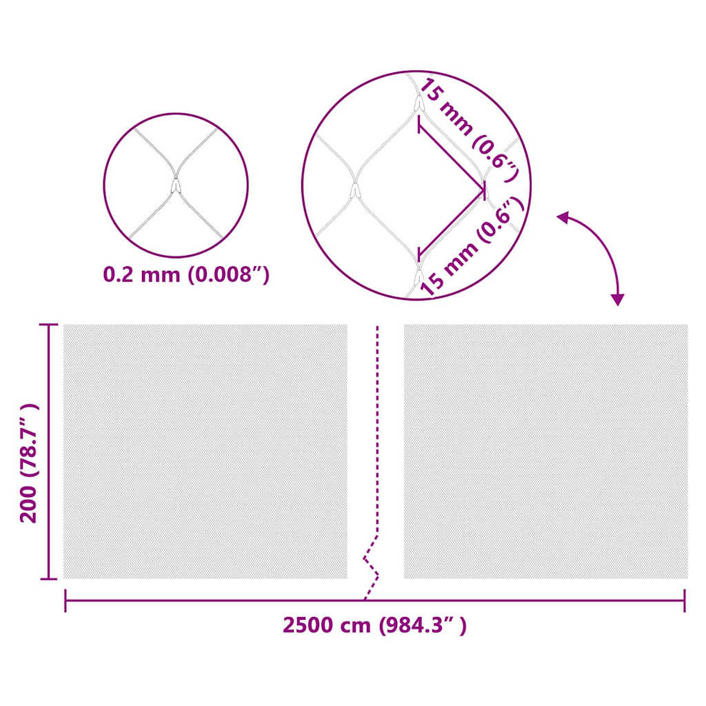 Reticolo di Protezione per Uccelli Verde 2 x 25 m HDPE