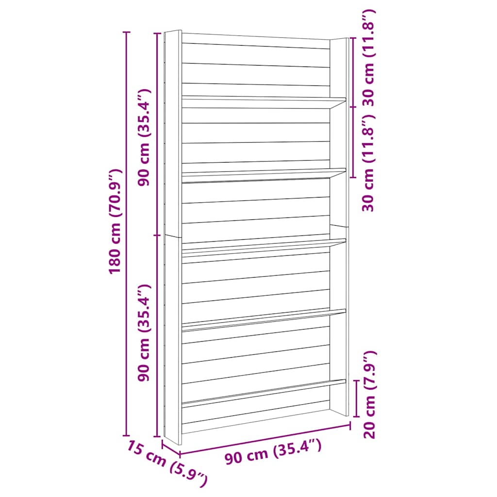 Supporto per piante con lo scaffale Marrone 90 x 15 x 180 cm