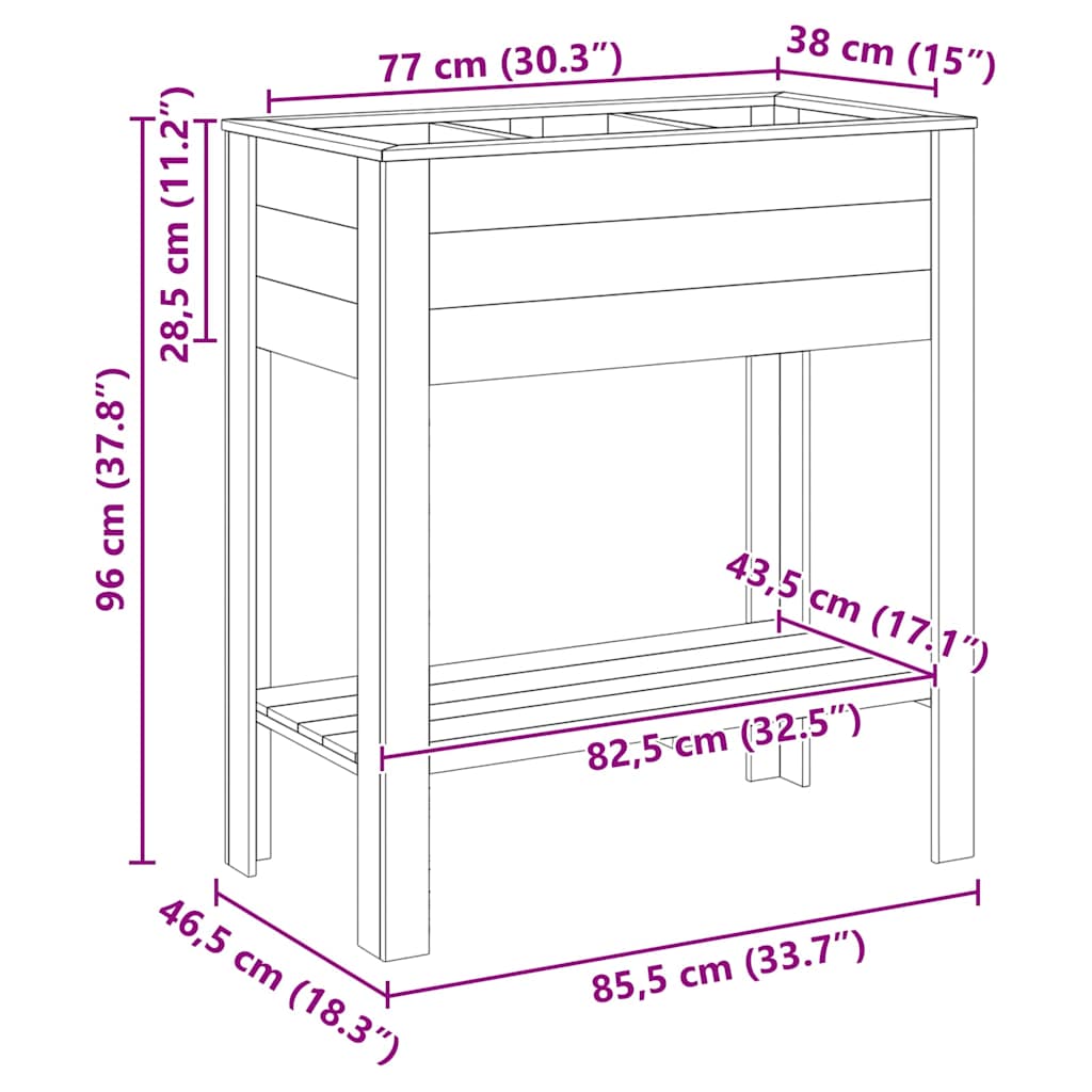 Vaso Alto Marrone 85,5 x 46,5 x 96 cm Legno di pino impregnato