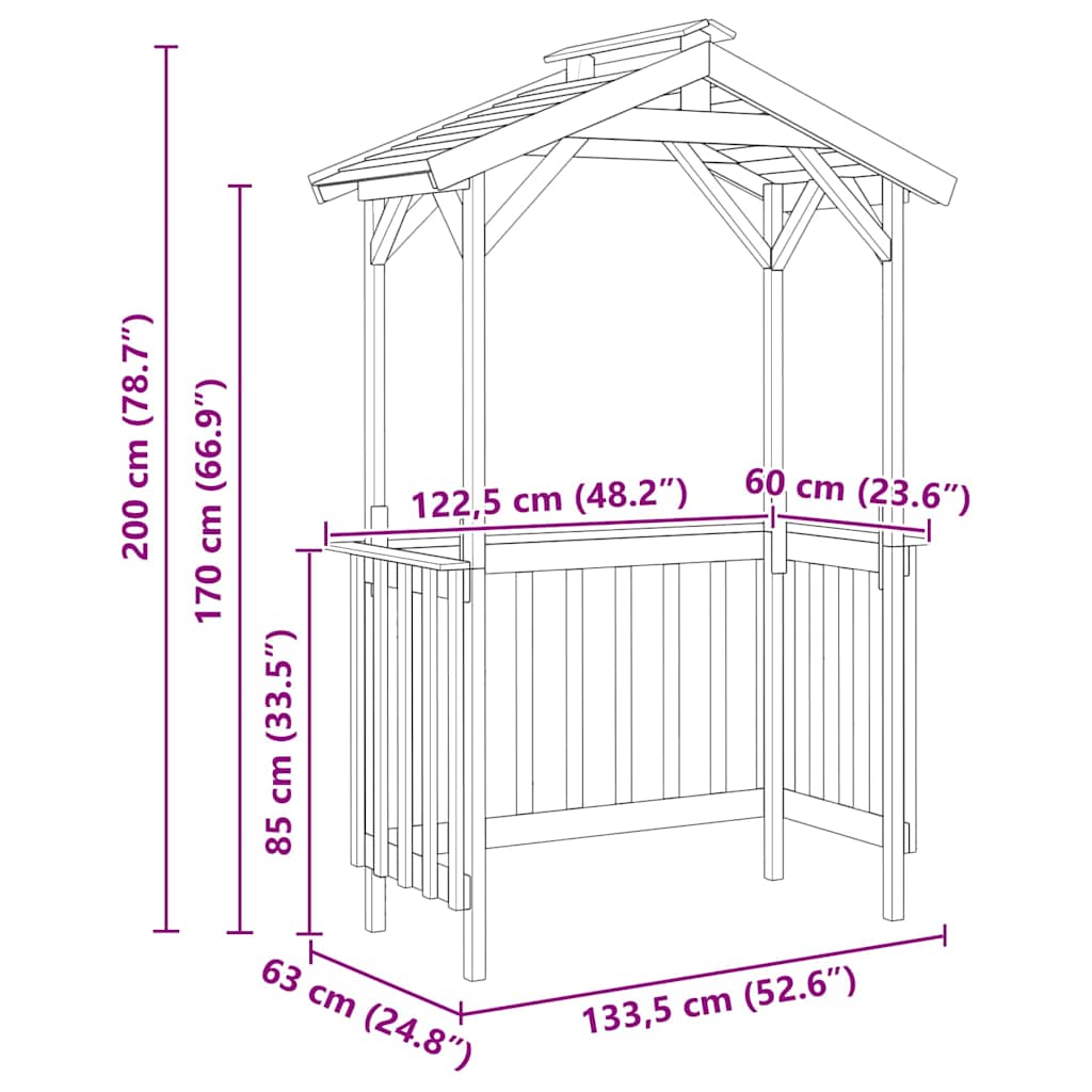 Casetta per barbecue Marrone 133.5 x 63 x 200 cm