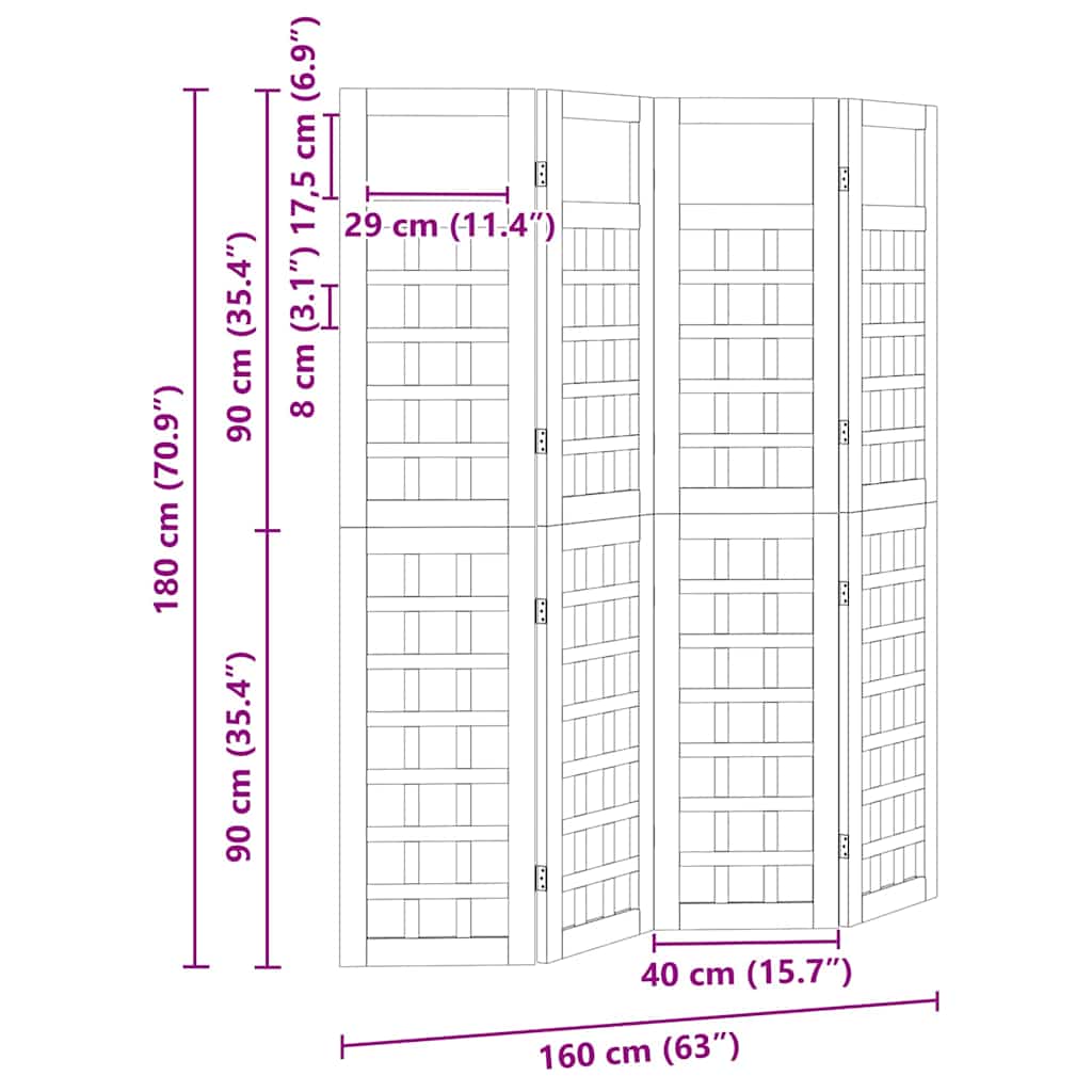 Schermo divisorio Marrone 160 x 180 cm Legno di pino impregnato