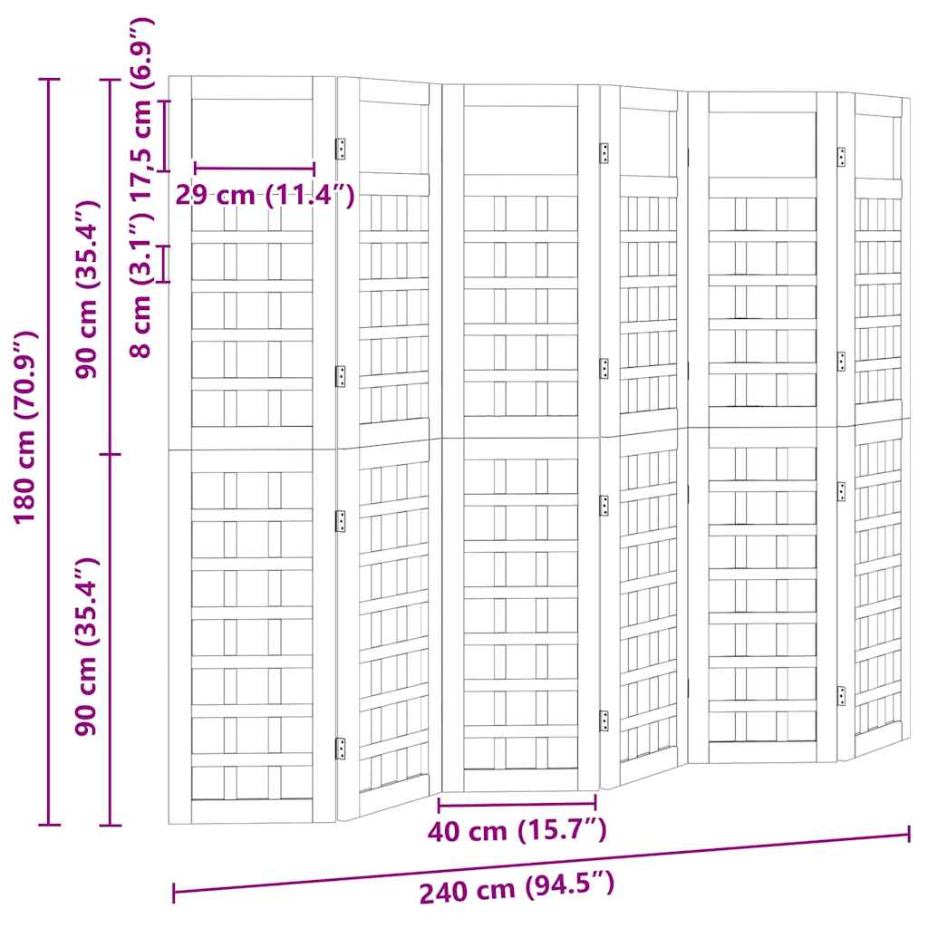 Schermo divisorio Marrone 240 x 180 cm Legno di pino impregnato