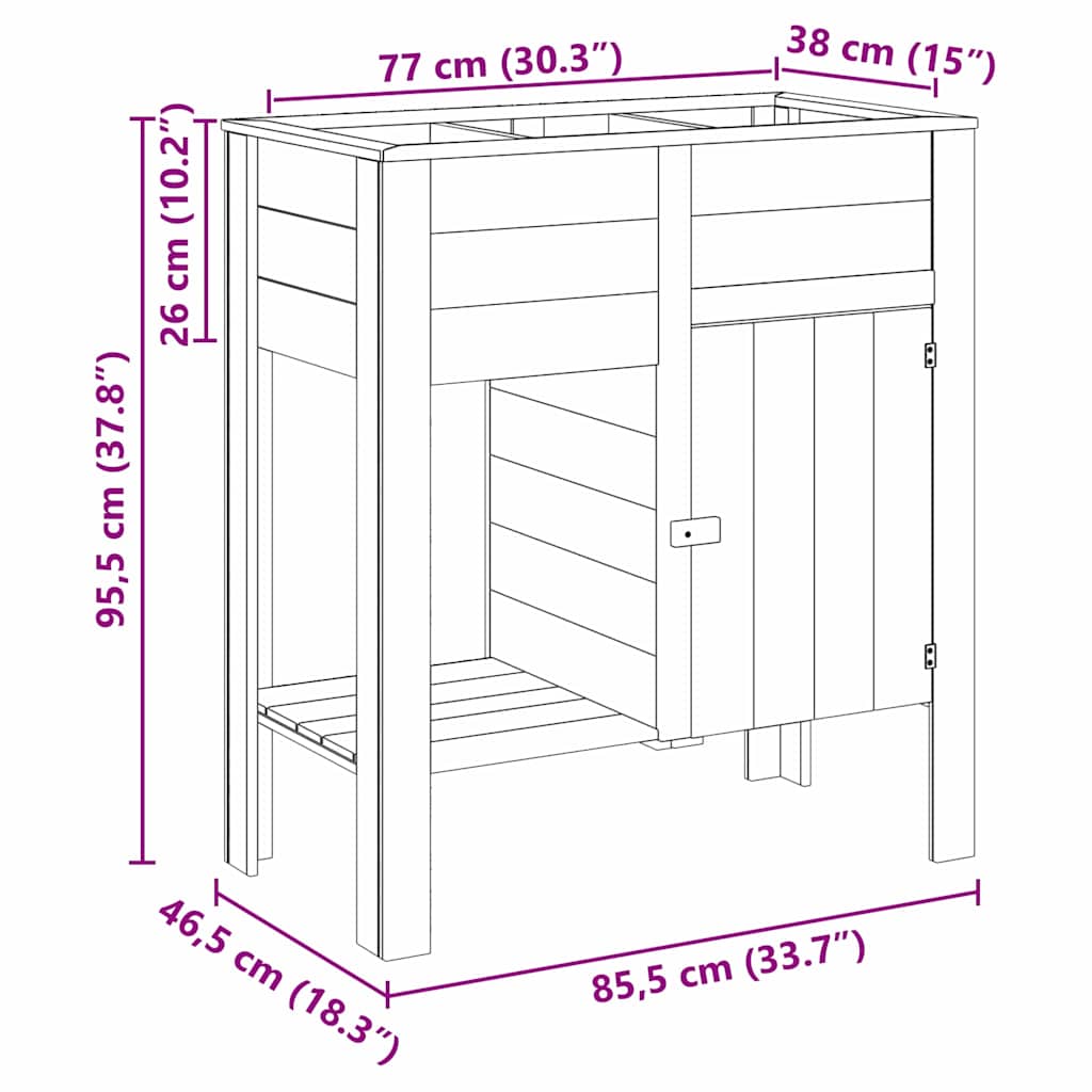 Vaso Alto con lo scaffale Marrone Legno di pino impregnato