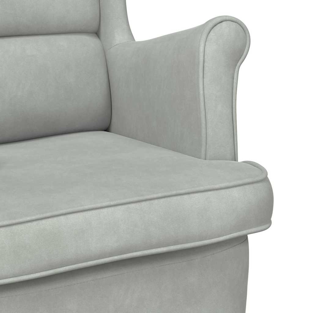 Poltrona Grigio chiaro 71 x 92 x 91 cm Velluto