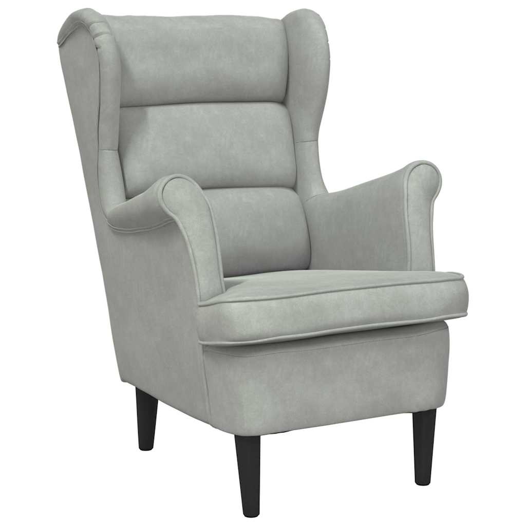 Poltrona Grigio chiaro 71 x 92 x 91 cm Velluto
