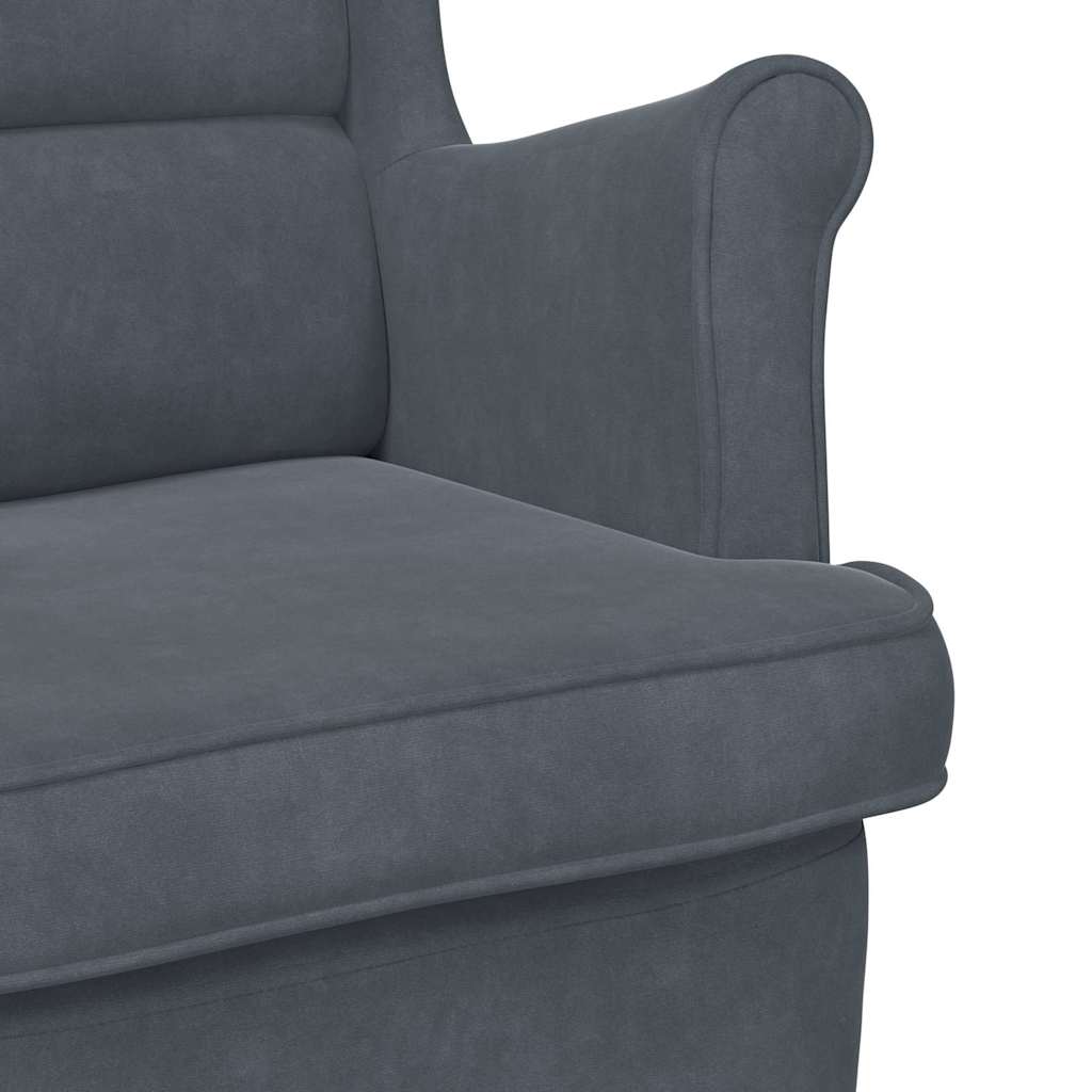 Poltrona Grigio scuro 71 x 92 x 91 cm Velluto