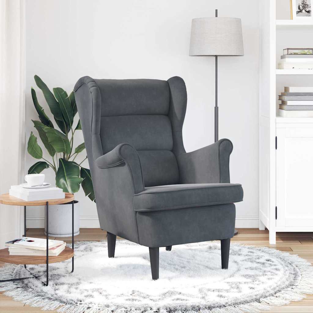 Poltrona Grigio scuro 71 x 92 x 91 cm Velluto