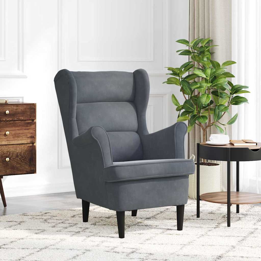 Poltrona Grigio scuro 71 x 92 x 91 cm Velluto