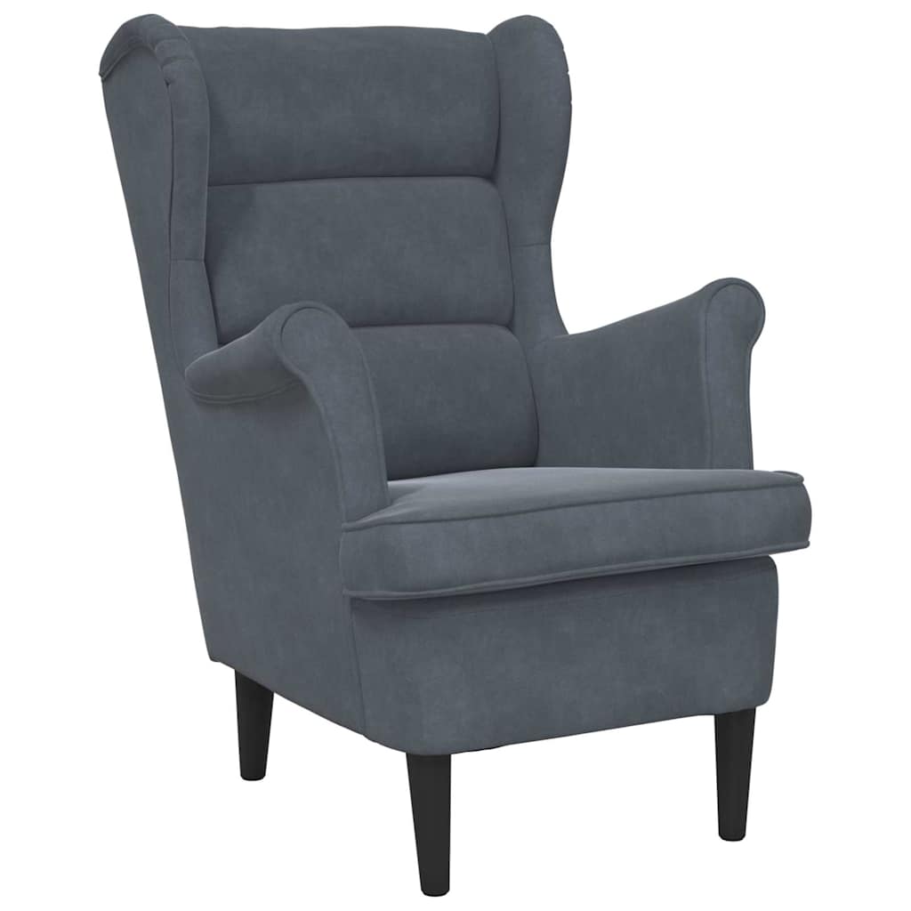 Poltrona Grigio scuro 71 x 92 x 91 cm Velluto