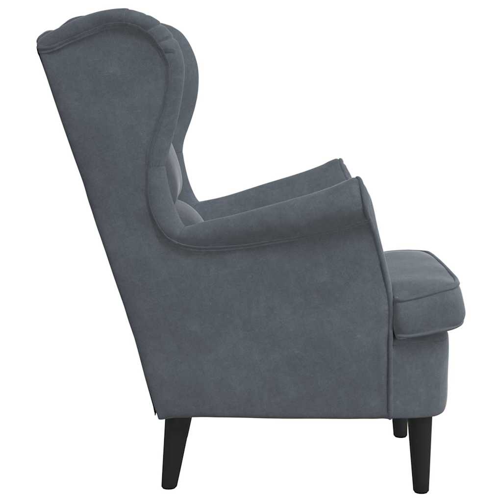 Poltrona Grigio scuro 71 x 92 x 91 cm Velluto
