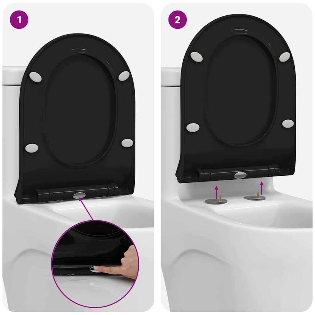 Sedile del WC Nero 48.5 x 36 x 5 cm Polipropilene