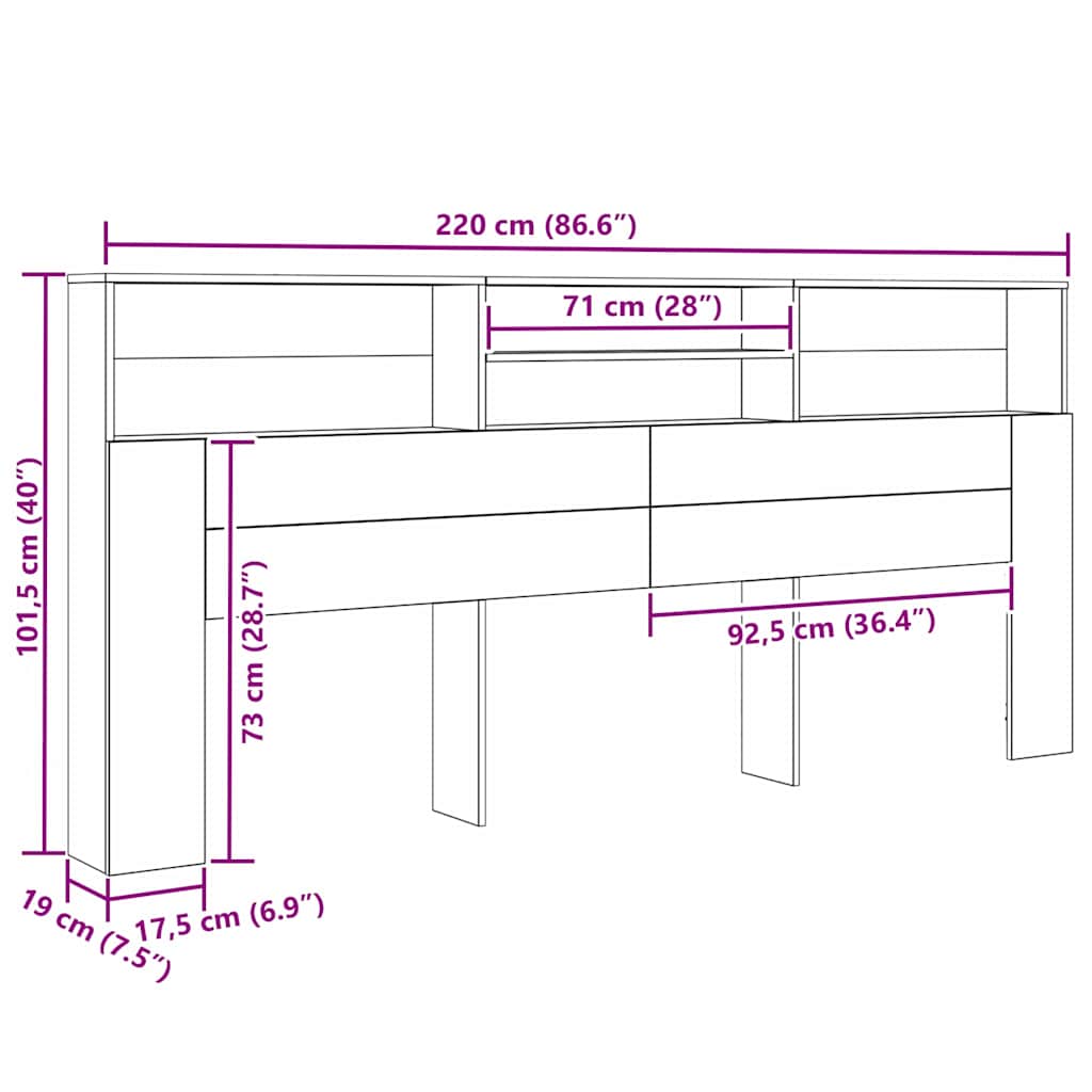 Testata del letto Legno vecchio 220 x 19 x 101,5 cm