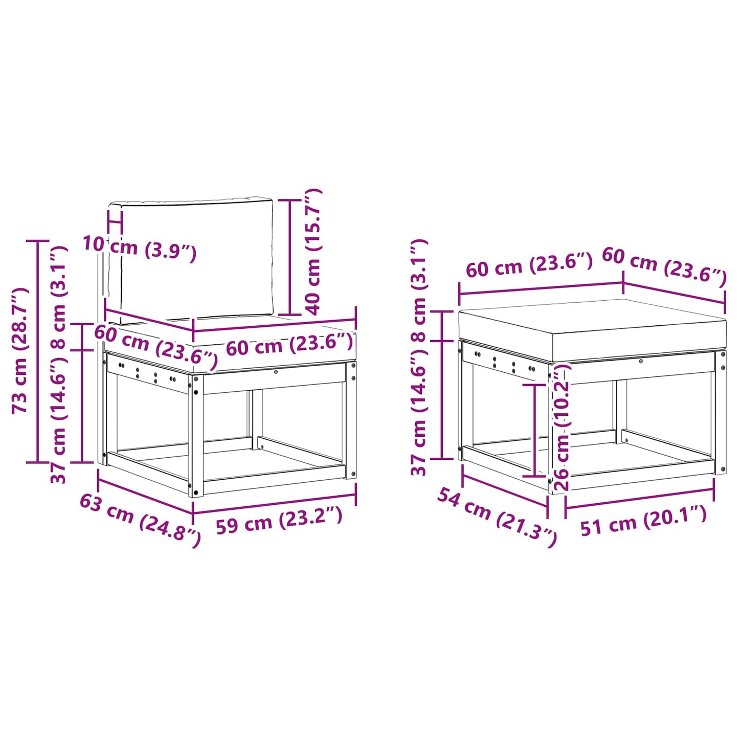 Set di divani da esterno 6 pz Bianco e Crema Poliestere