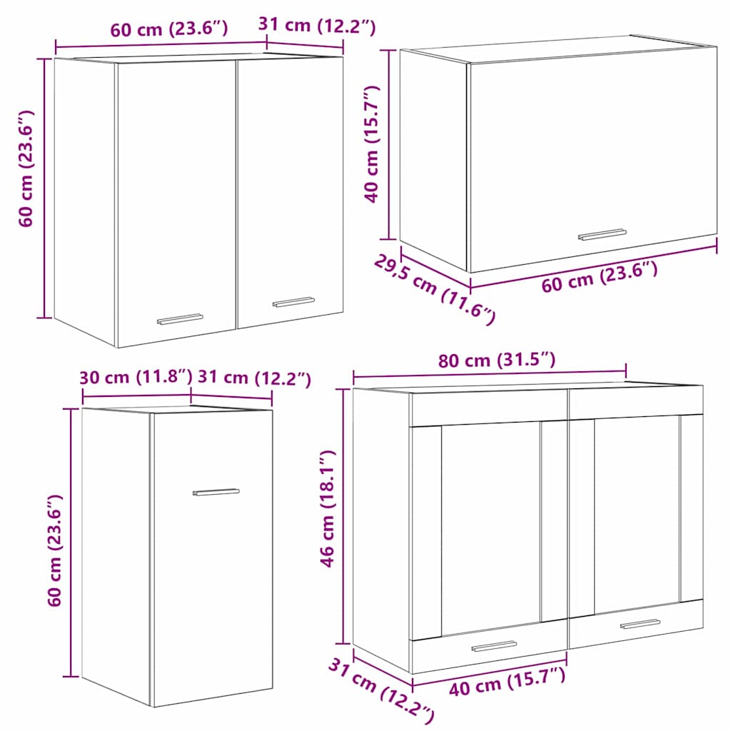 Set mobili da cucina con cassetto Lyon 8 pcs Grigio Sonoma