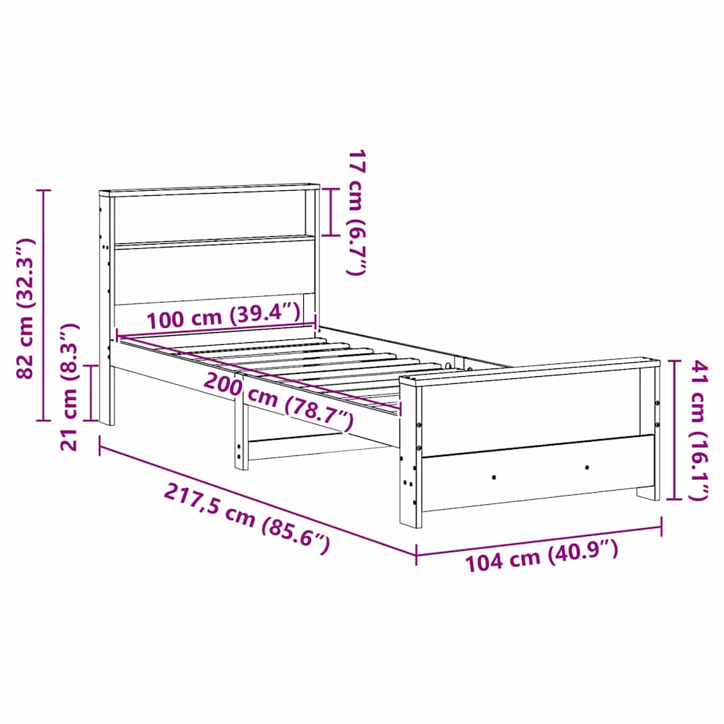Struttura del letto Bianco 100 x 200 cm Legno multistrato | homemem39