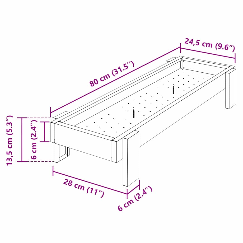 Mangiatoia per polli Argento 80 x 28 x 13.5 cm Acciaio zincato