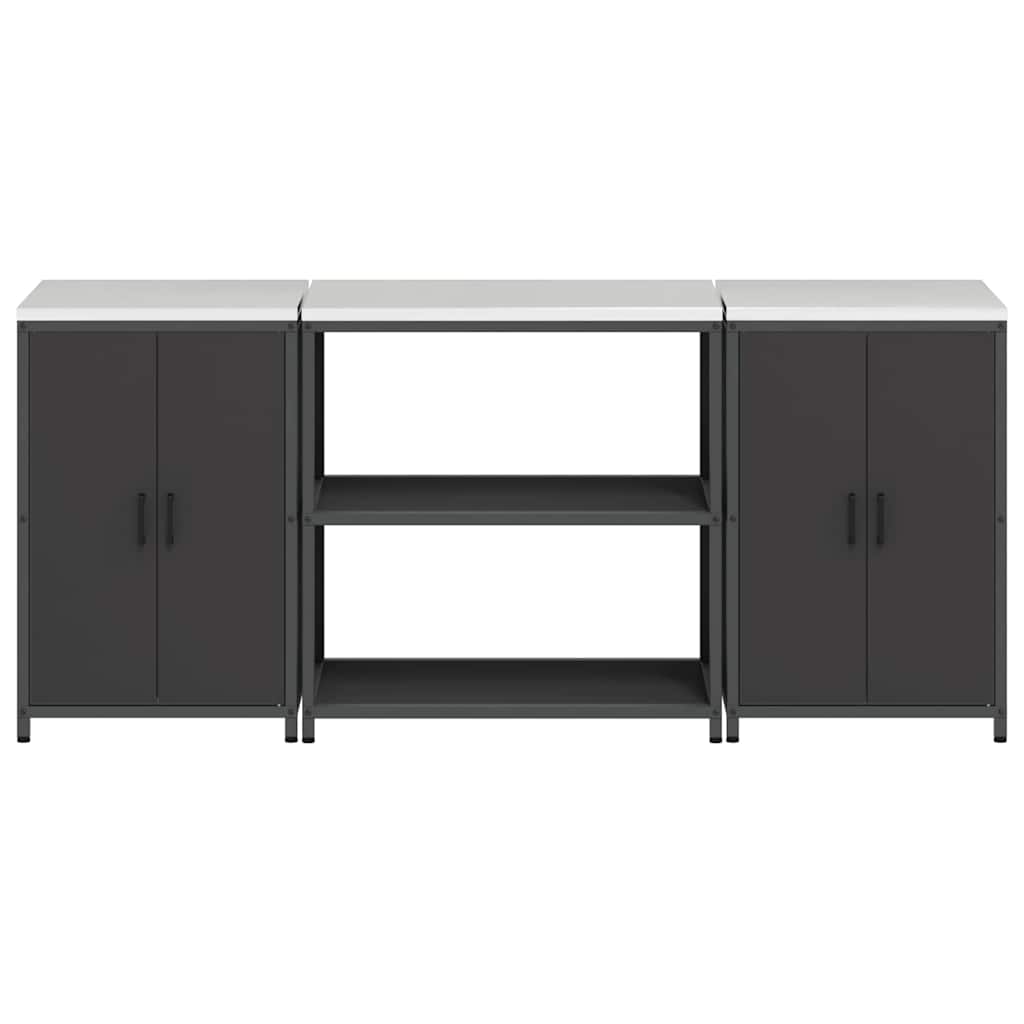 Set di Stoccaggio per Cucina 3 pcs Nero 210 x 50 x 92 cm