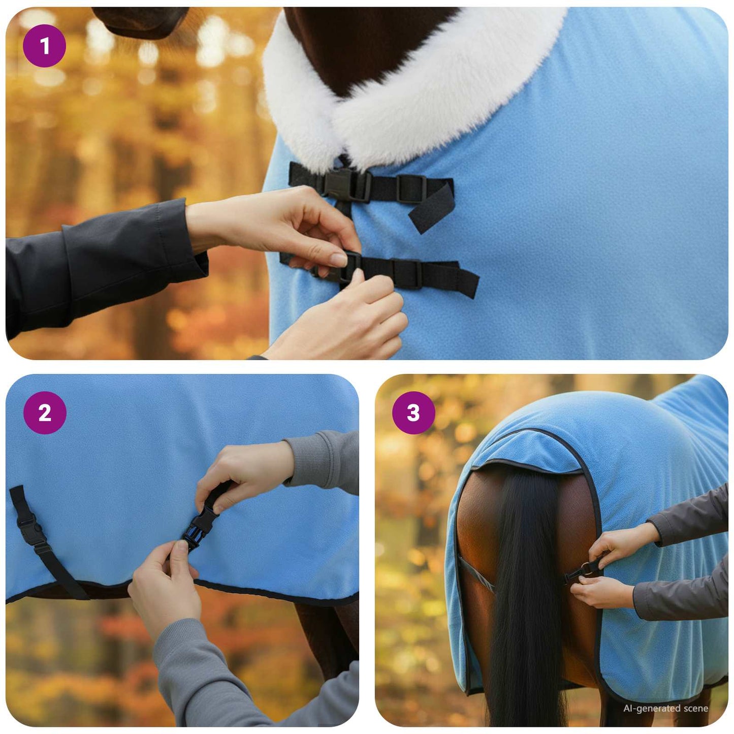 Coperta per Cavalli Aqua Completo 75 cm Felpa in pile | homemem39