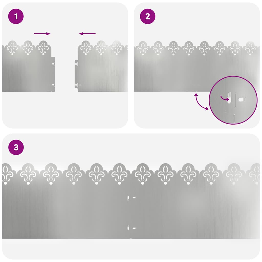 Bordure per prato 30 pcs Argento 103 x 0,05 x 22 cm | homemem39