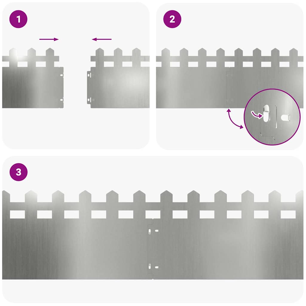 Bordure per prato 10 pcs Argento 103 x 0,05 x 22 cm