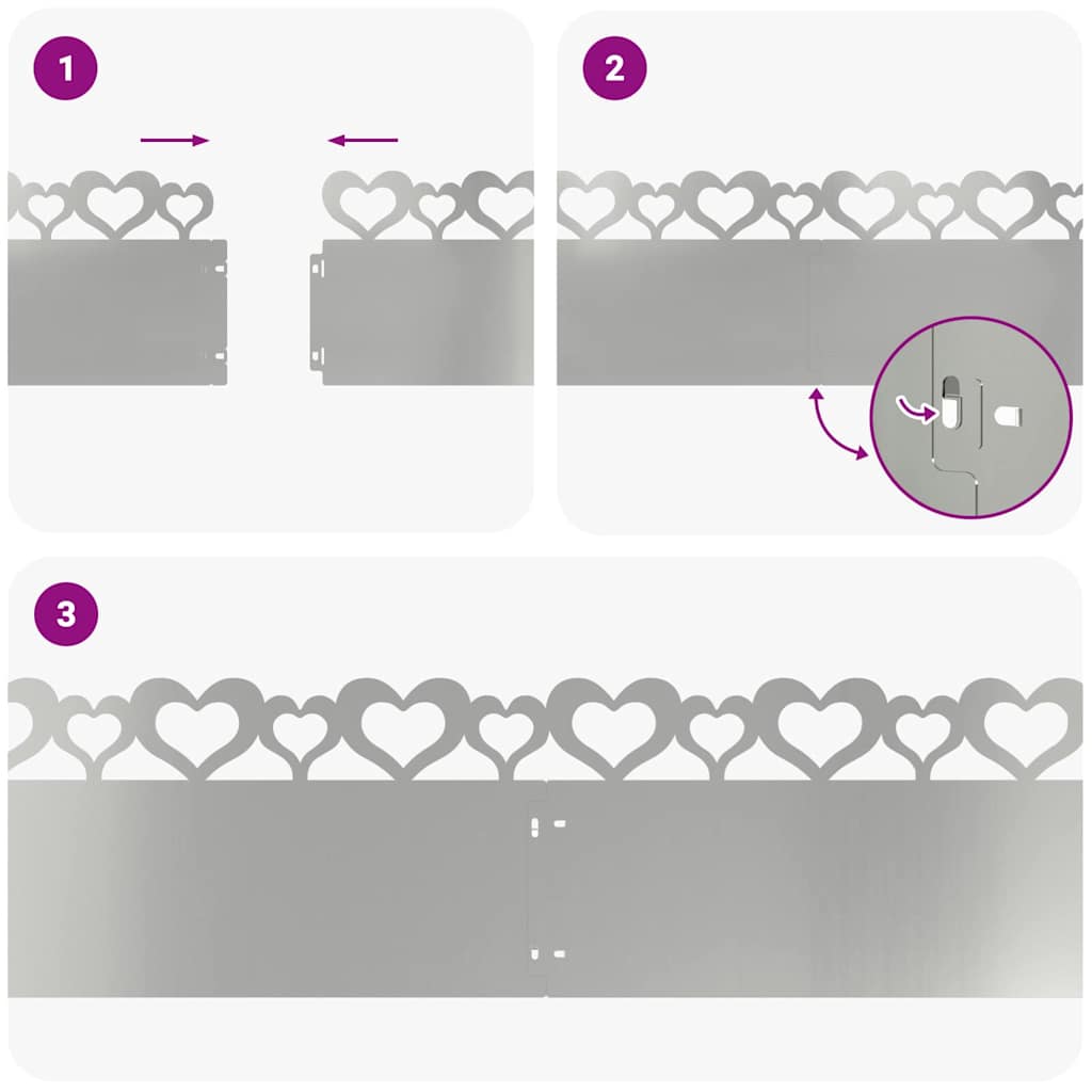 Bordure per prato 20 pcs Argento 103 x 0,05 x 22 cm