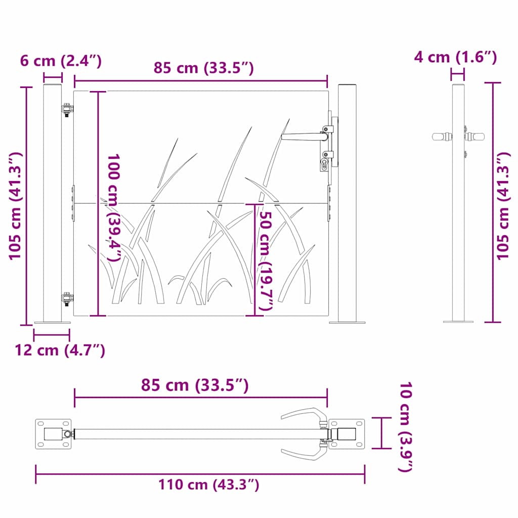 Cancello da giardino con blocco Nero 110 x 105 cm | homemem39