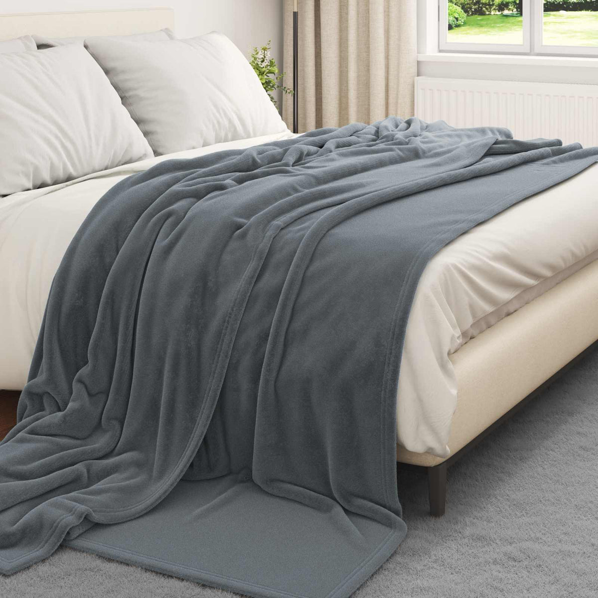 Coperte da Pile 6 pz Grigio Scuro 240 x 270 cm 10.11 kg Panno - homemem39