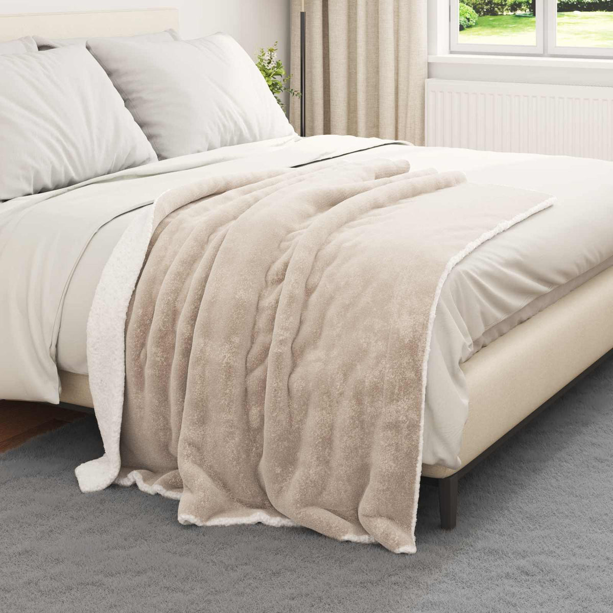 Coperta Beige 130 x 150 cm 1 kg Panno - homemem39
