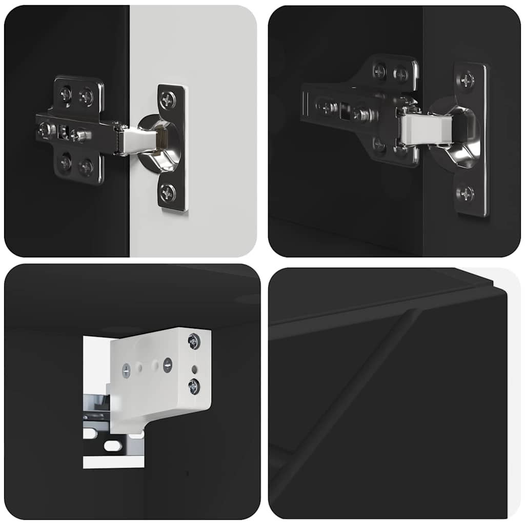 Set di mobili per il bagno con cassetto con porta 4 pcs Nero | homemem39