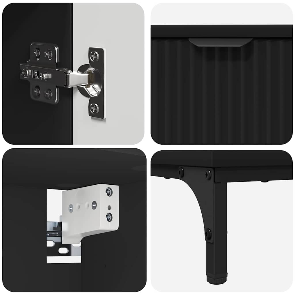 Set di mobili per il bagno Nero Legno ingegnerizzato, Metallo | homemem39