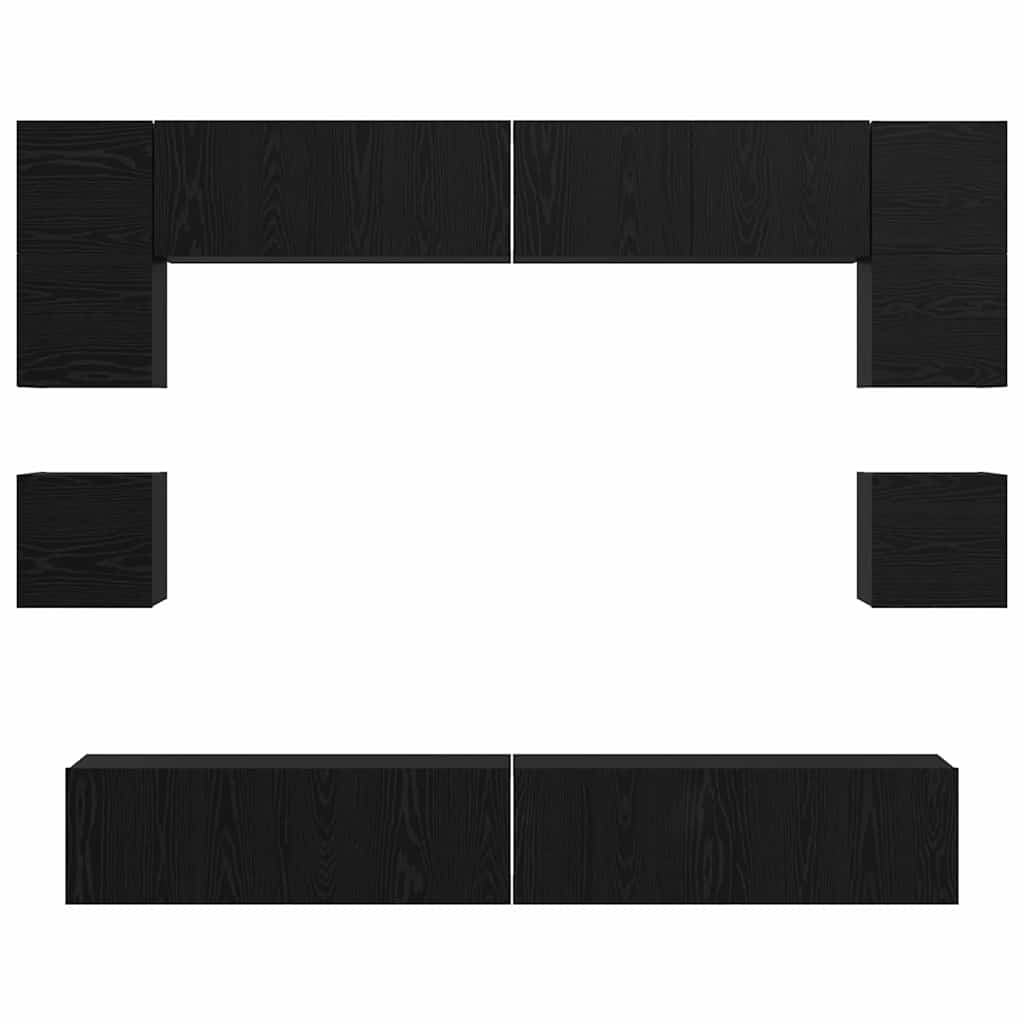 Set mobile TV 8 pz Rovere Nero Legno ingegnerizzato