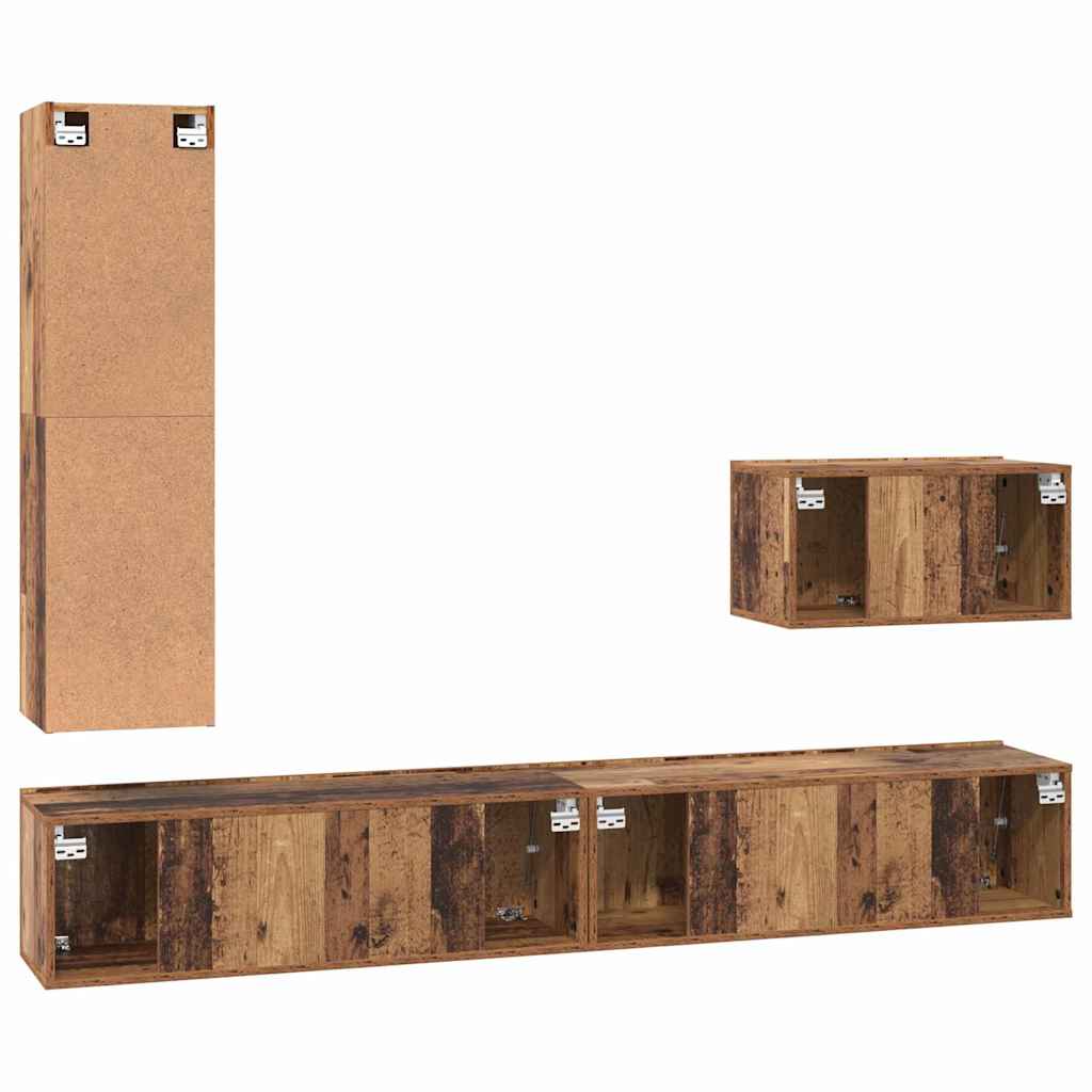 Set mobile TV 4 pcs Legno vecchio Legno multistrato | homemem39