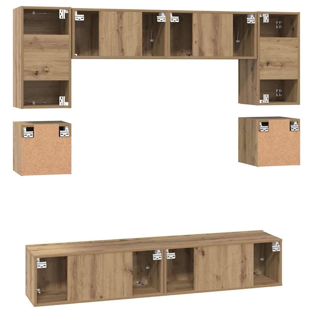 Set mobile TV 8 pz Rovere artigianale Legno ingegnerizzato