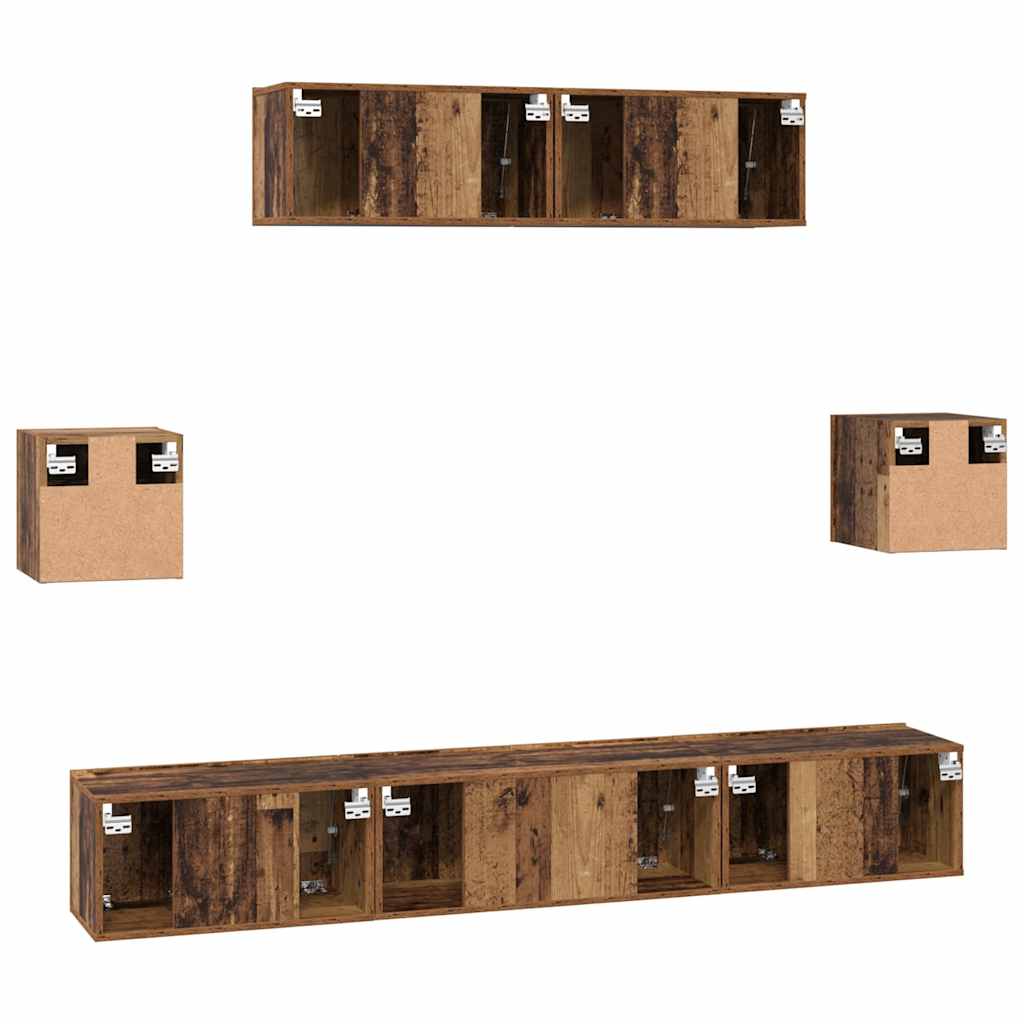 Set mobile TV 7 pcs Legno vecchio Legno multistrato | homemem39