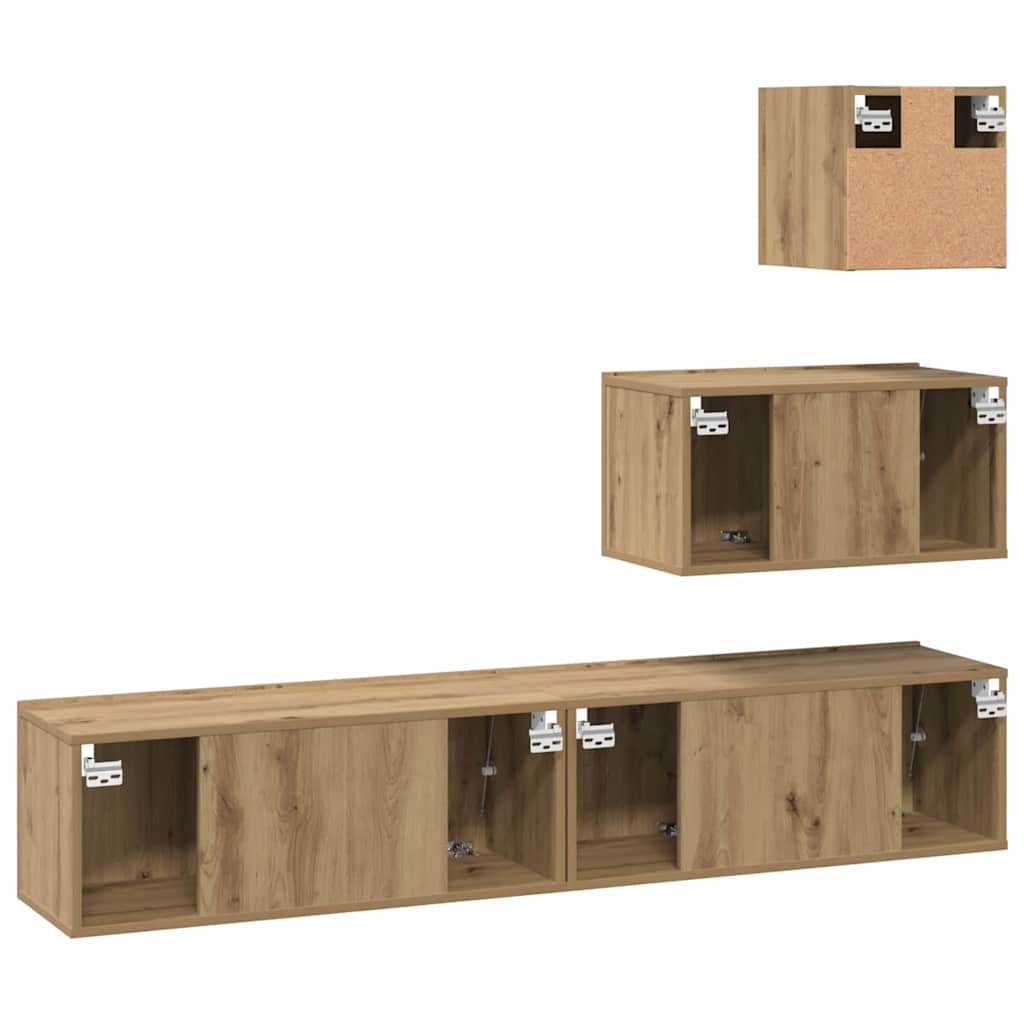 Set mobile TV 4 pz Rovere artigianale Legno ingegnerizzato