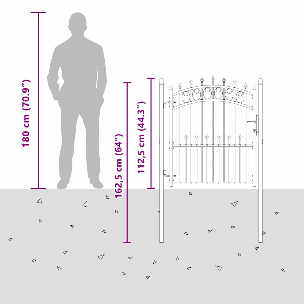 Cancello della recinzione con punte Grigio 125 x 100 cm