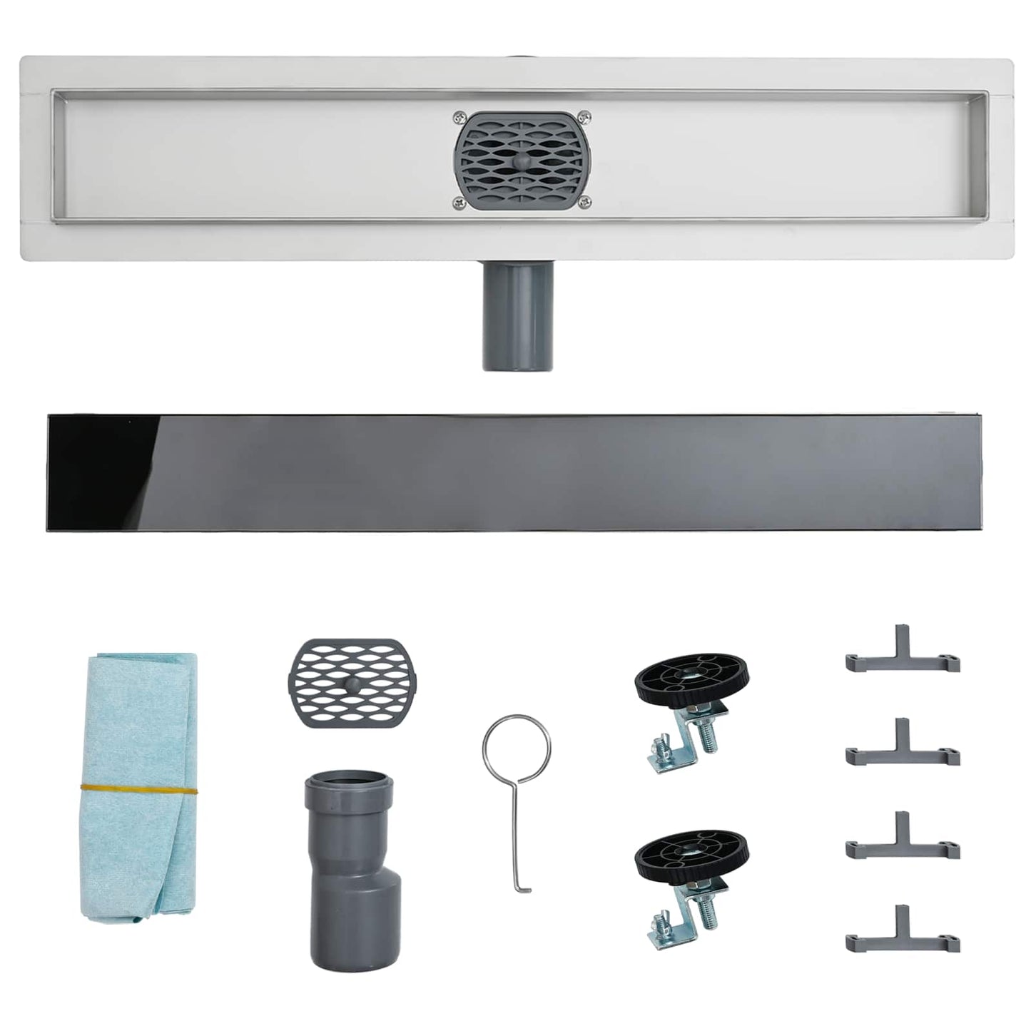 Scarico doccia con copertura in vetro e sifone a 360° 70 cm | homemem39