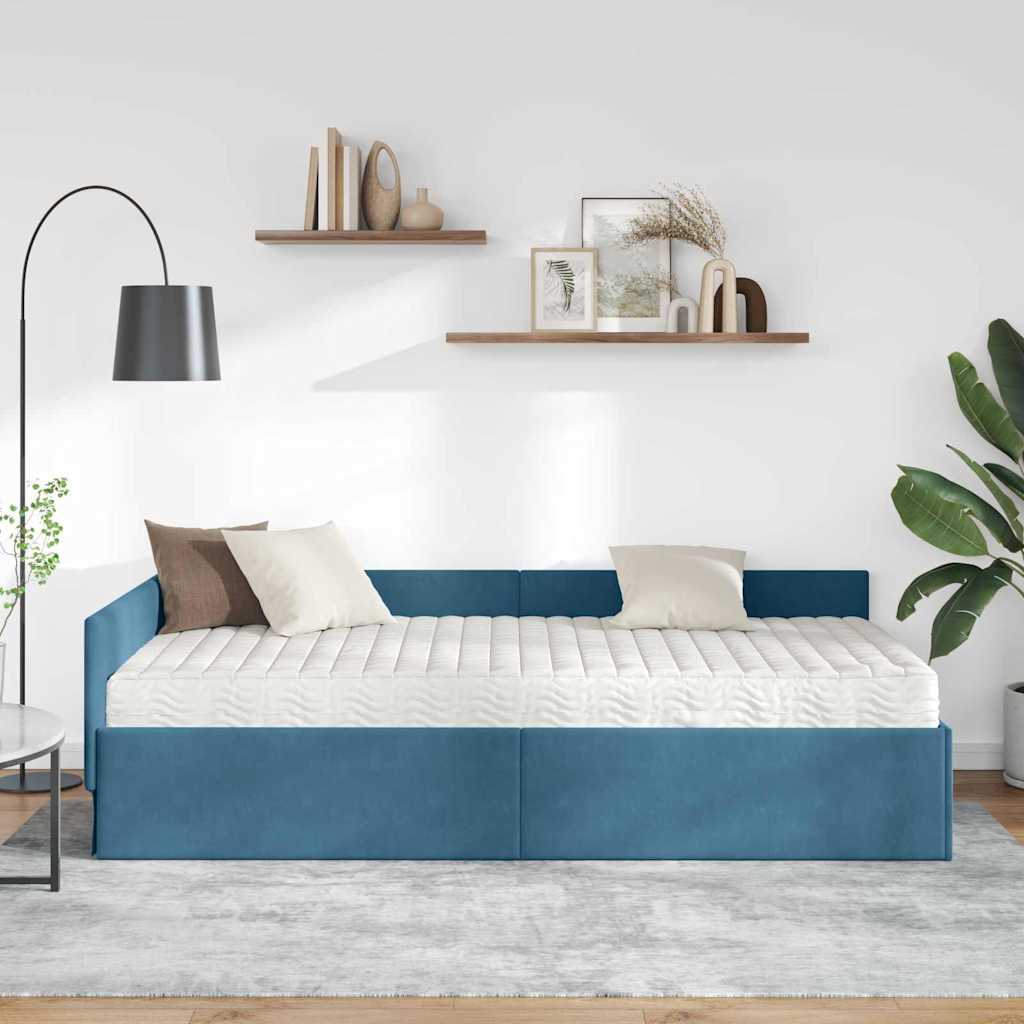 Struttura Letto Angolare con Materasso 2 pz Blu 90 x 190 cm | homemem39
