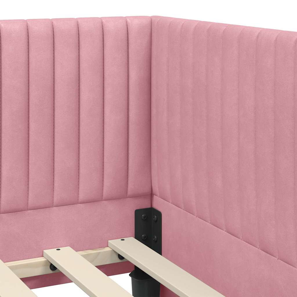 Struttura Letto Angolare con Materasso 2 pz Rosa 90 x 200 cm | homemem39